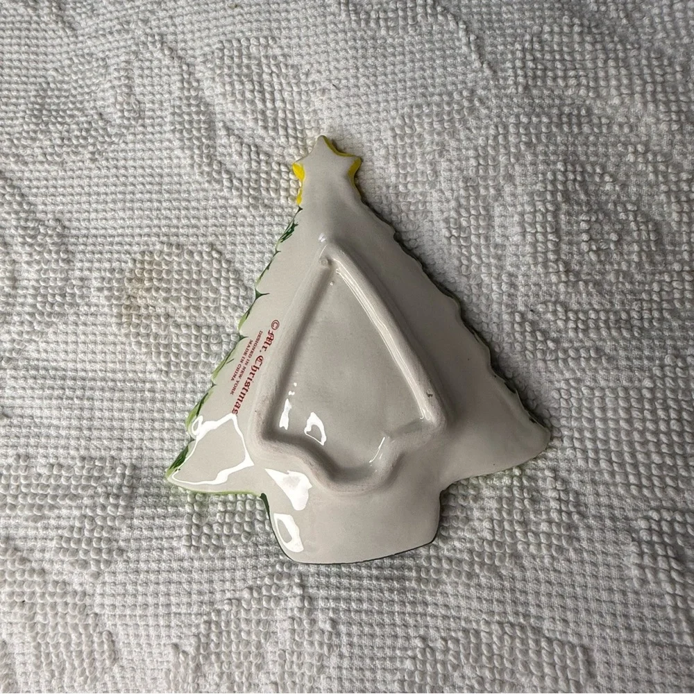 Mr. Christmas Ceramic Christmas Tree Spoon Rest Green Vintage Style Holiday